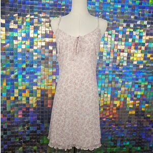 Floral Slip Milkmaid Dress Purple Cottagecore Lettuce Hem Spring Garden Party